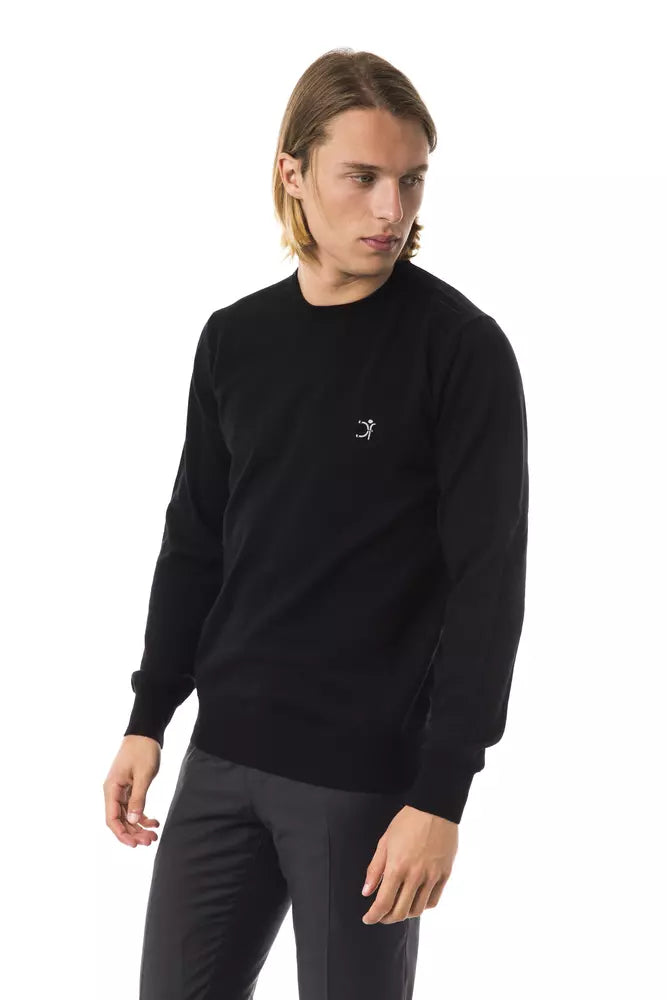 Uominitaliani Black Merino Wool Men's Sweater - ClickThatClicks 