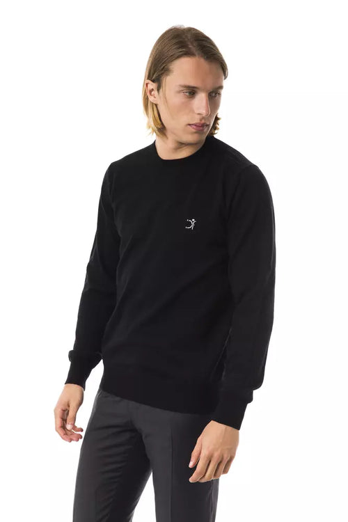 Uominitaliani Black Merino Wool Men's Sweater - ClickThatClicks 