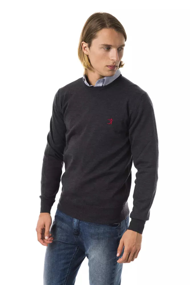 Uominitaliani Gray Merino Wool Men Sweater - ClickThatClicks 