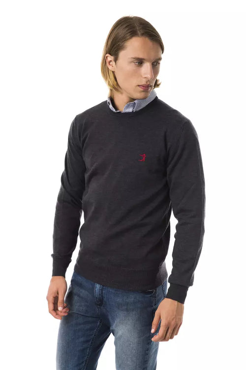 Uominitaliani Gray Merino Wool Men Sweater - ClickThatClicks 
