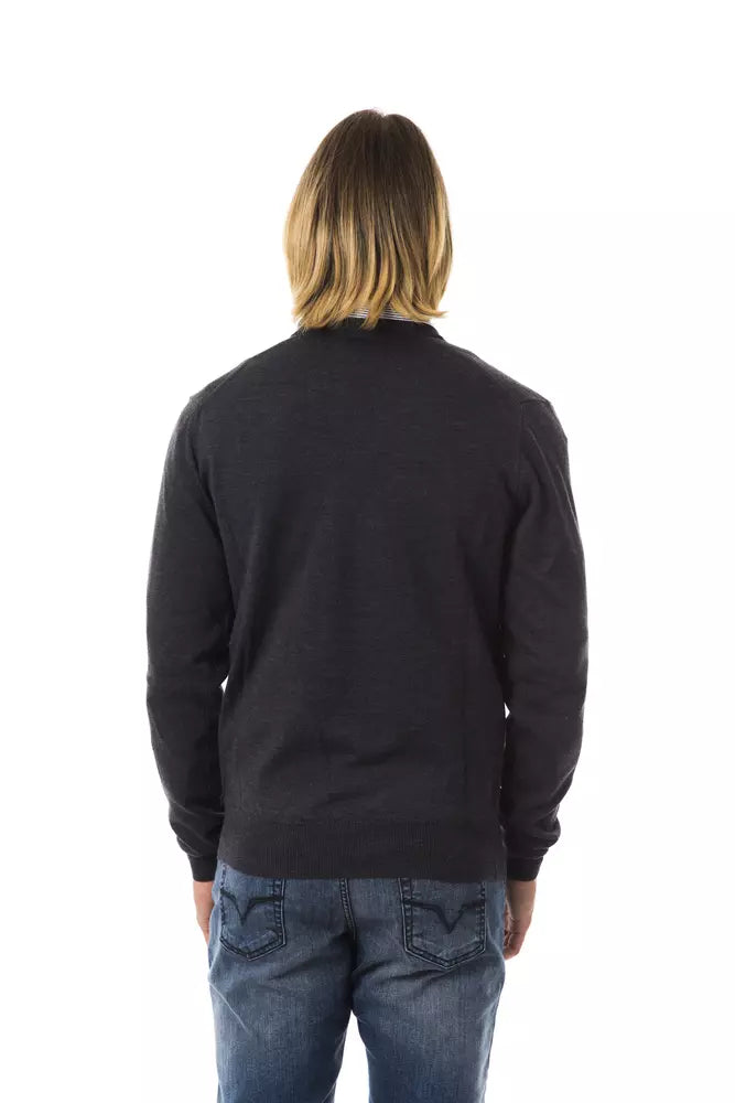Uominitaliani Gray Merino Wool Men Sweater - ClickThatClicks 
