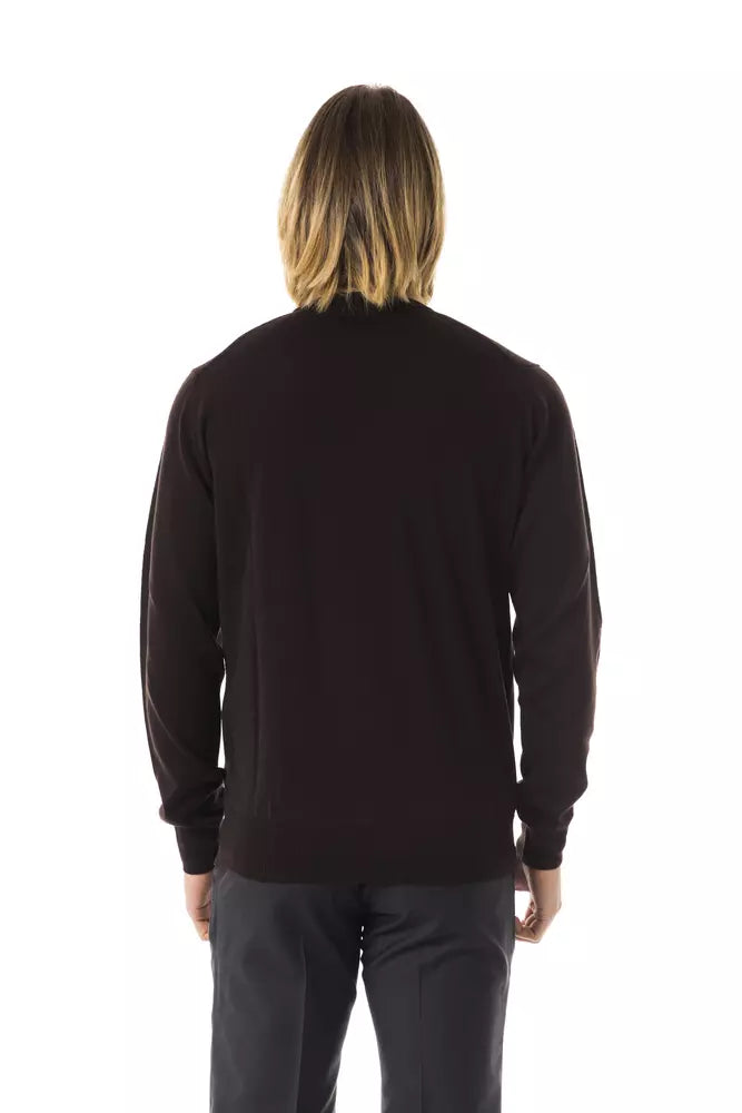 Uominitaliani Brown Merino Wool Men Sweater - ClickThatClicks 