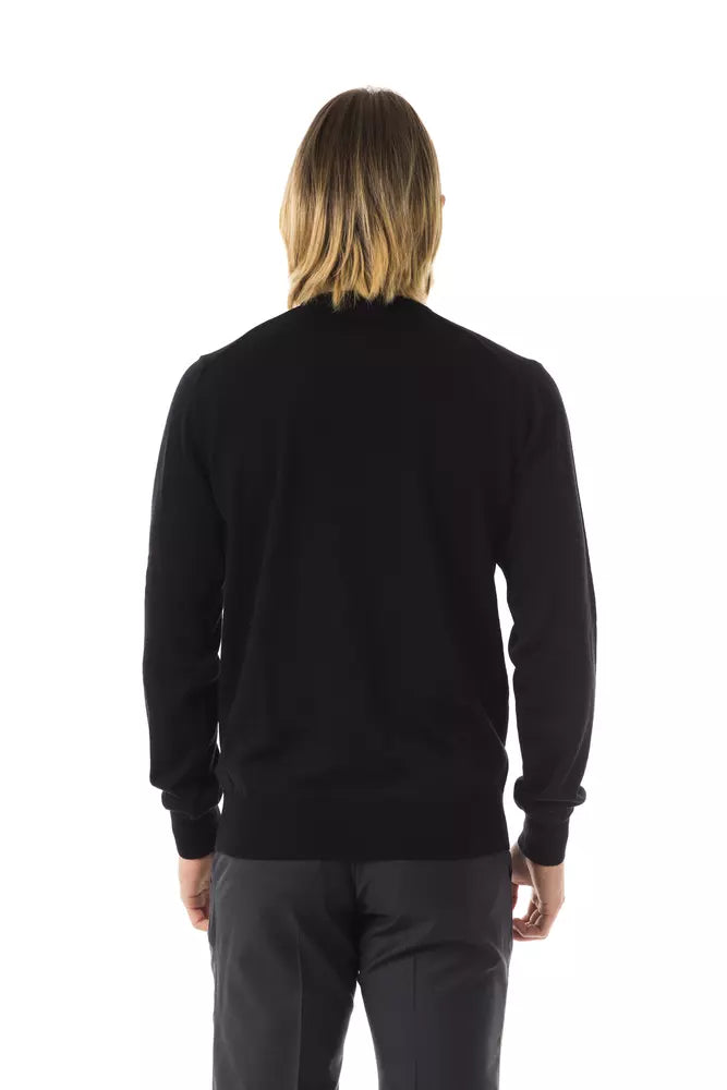 Uominitaliani Black Merino Wool Men's Sweater - ClickThatClicks 