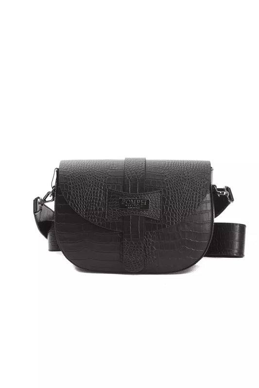 Pompei Donatella Black Leather Women Crossbody - ClickThatClicks 