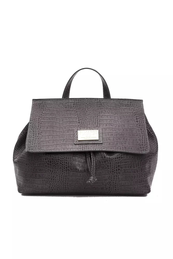 Pompei Donatella Gray Leather Women Shoulder Bag - ClickThatClicks 