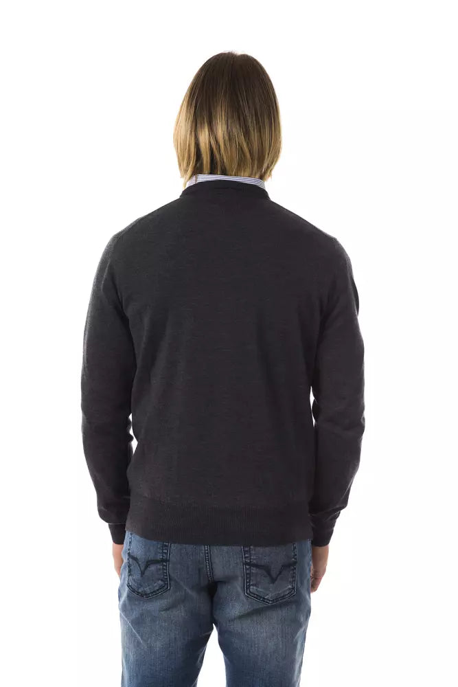 Uominitaliani Gray Merino Wool Men Sweater - ClickThatClicks 