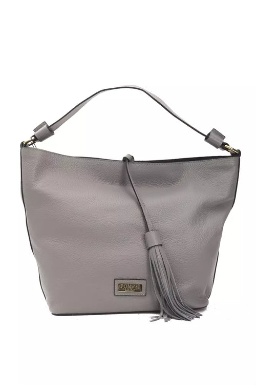 Pompei Donatella Gray Leather Women Shoulder Bag - ClickThatClicks 