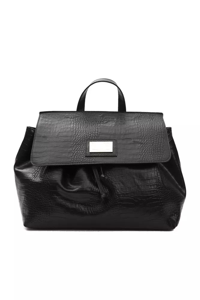 Pompei Donatella Black Leather Women Shoulder Bag - ClickThatClicks 