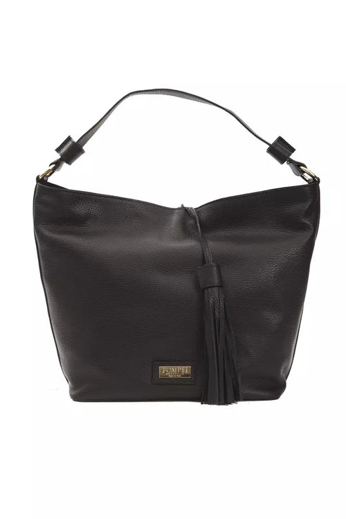 Pompei Donatella Black Leather Women Shoulder Bag - ClickThatClicks 