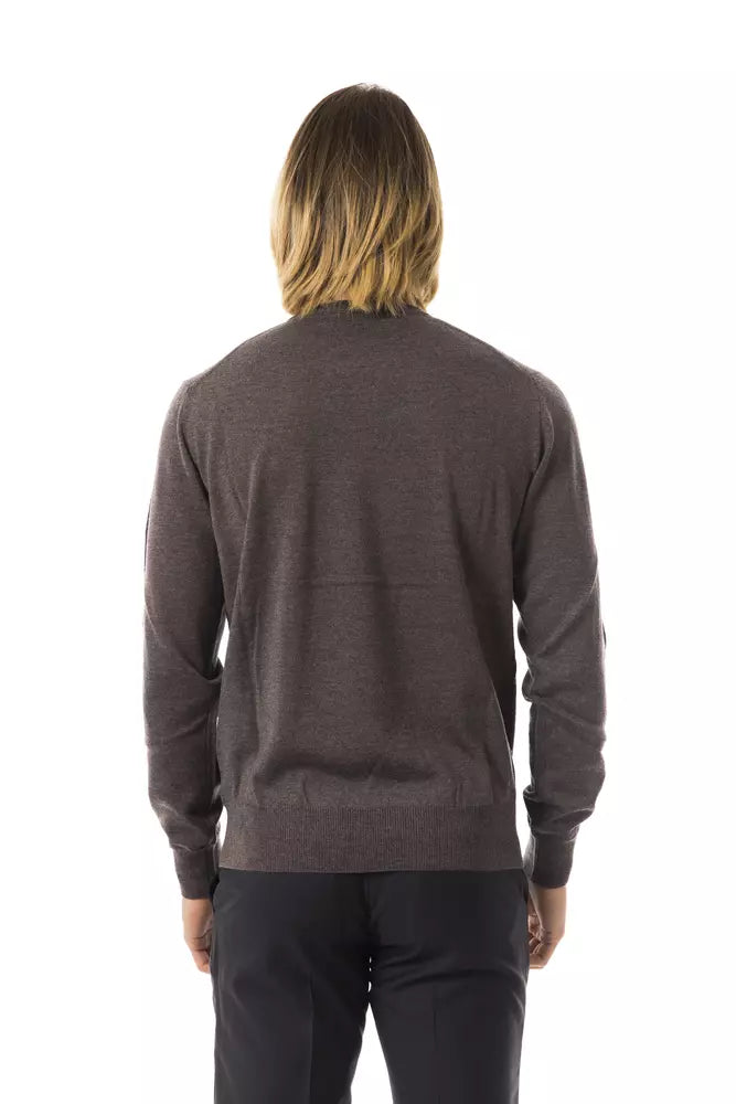 Uominitaliani Gray Merino Wool Men Sweater - ClickThatClicks 
