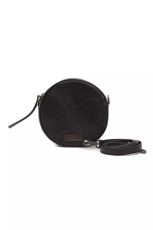 Pompei Donatella Black Leather Women Crossbody Bag - ClickThatClicks 