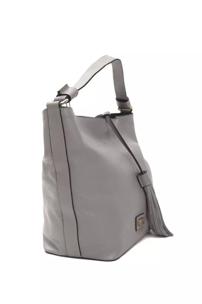 Pompei Donatella Gray Leather Women Shoulder Bag - ClickThatClicks 