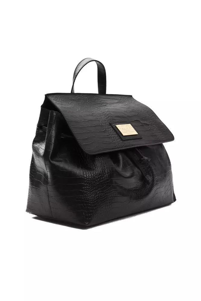 Pompei Donatella Black Leather Women Shoulder Bag - ClickThatClicks 