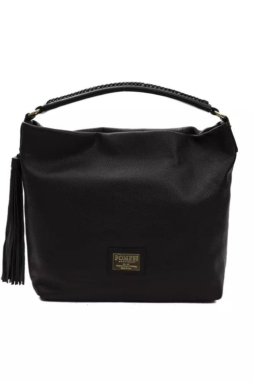 Pompei Donatella Black Leather Women Shoulder Bag - ClickThatClicks 