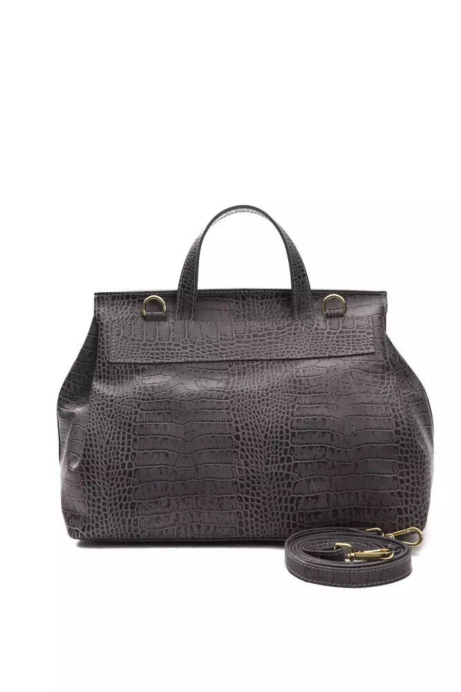 Pompei Donatella Gray Leather Women Shoulder Bag - ClickThatClicks 