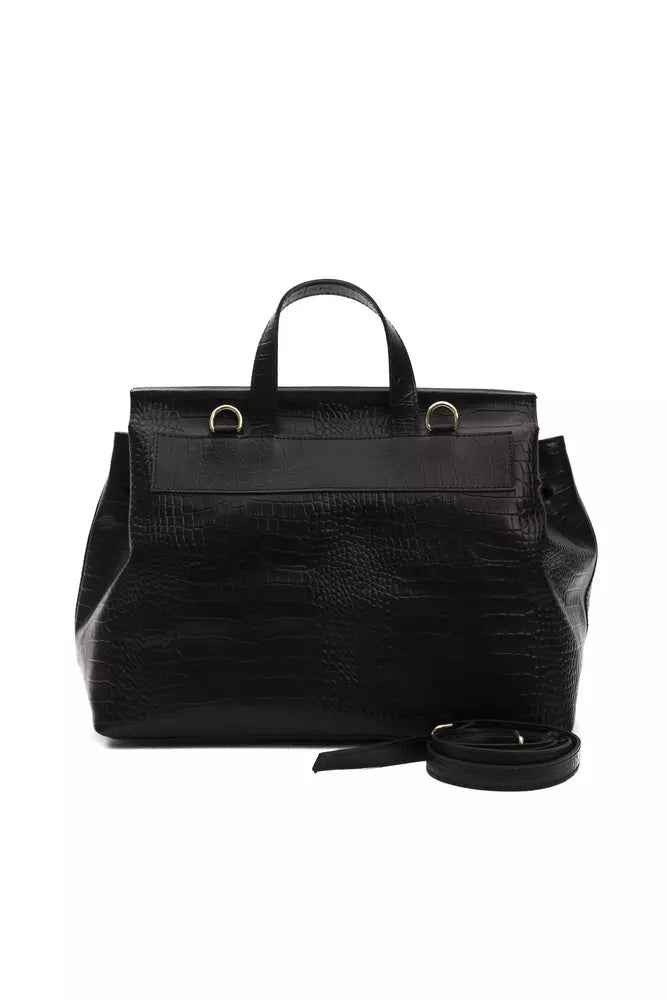 Pompei Donatella Black Leather Women Shoulder Bag - ClickThatClicks 