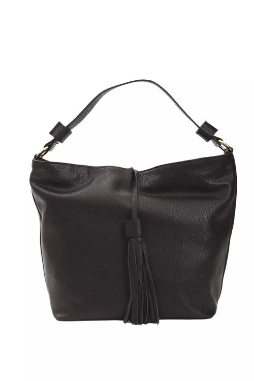 Pompei Donatella Black Leather Women Shoulder Bag - ClickThatClicks 
