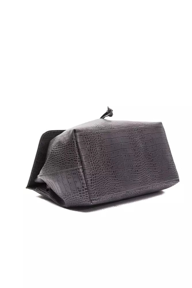 Pompei Donatella Gray Leather Women Shoulder Bag - ClickThatClicks 