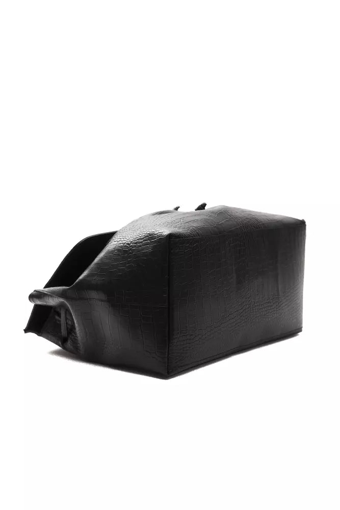 Pompei Donatella Black Leather Women Shoulder Bag - ClickThatClicks 