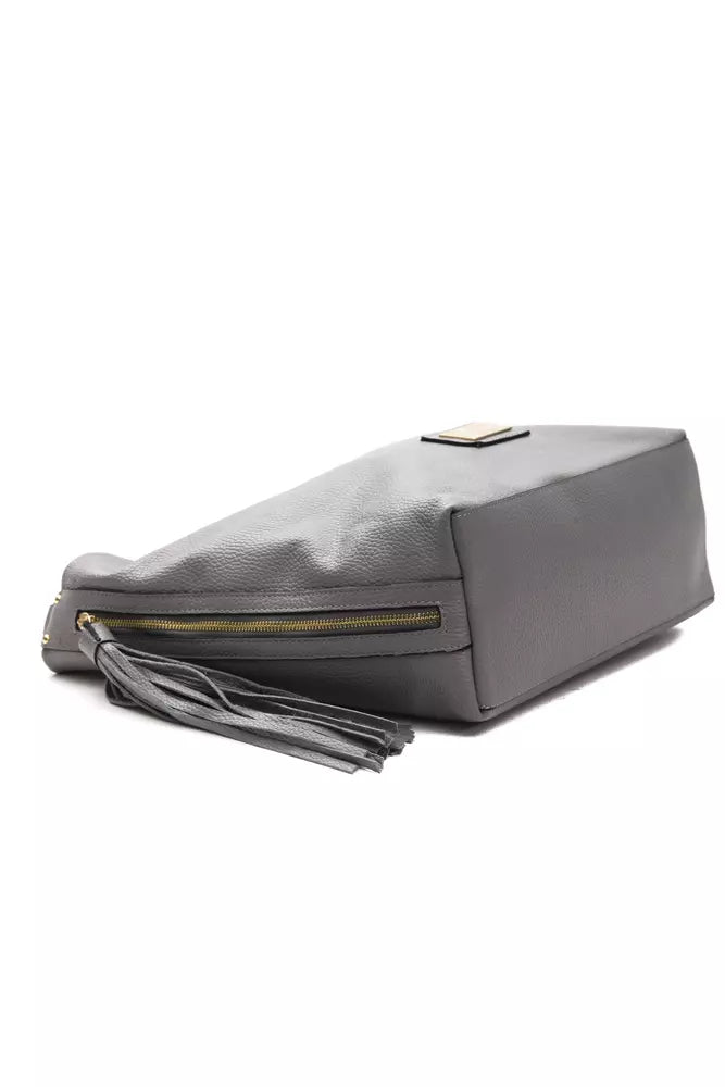 Pompei Donatella Gray Leather Women Shoulder Bag - ClickThatClicks 