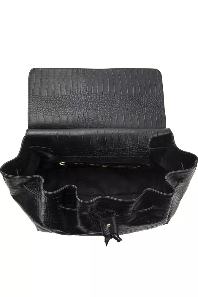 Pompei Donatella Black Leather Women Shoulder Bag - ClickThatClicks 