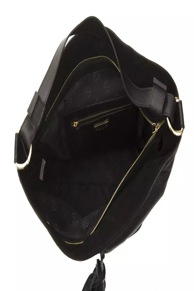 Pompei Donatella Black Leather Women Shoulder Bag - ClickThatClicks 