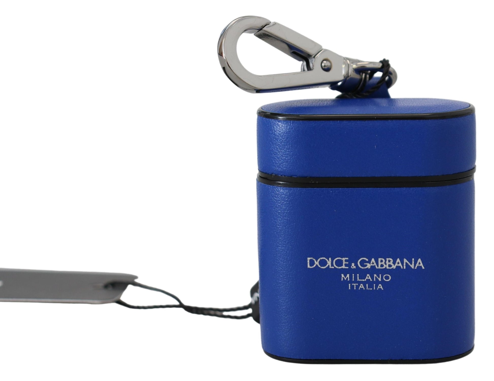 Dolce & Gabbana Blue Leather Silver Metal Logo Airpods Case - ClickThatClicks 