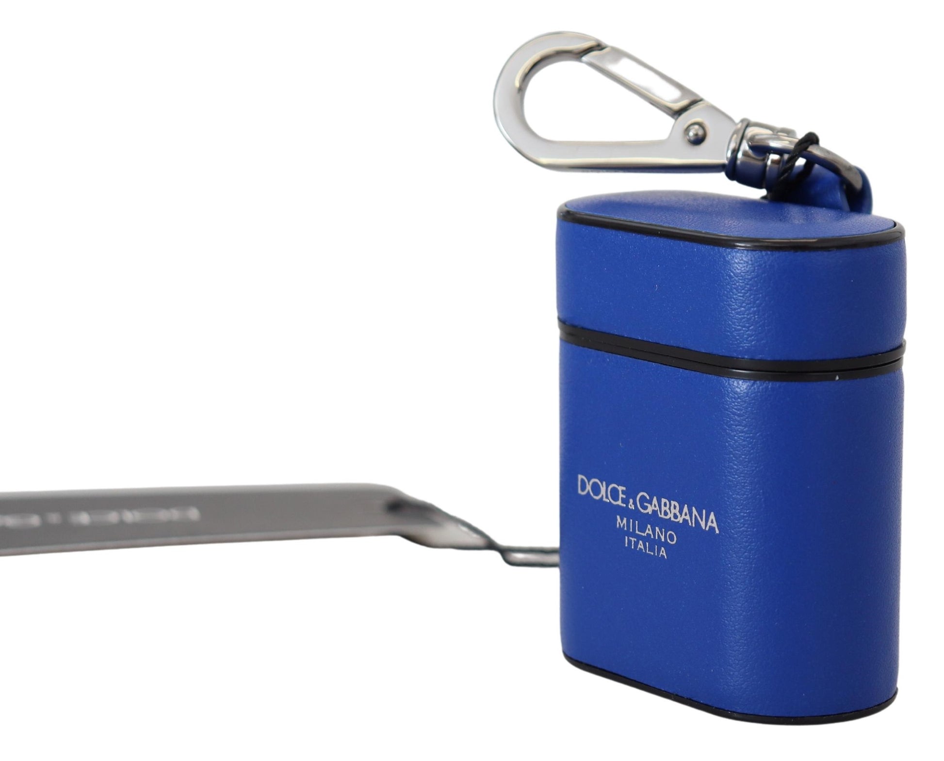 Dolce & Gabbana Blue Leather Silver Metal Logo Airpods Case - ClickThatClicks 