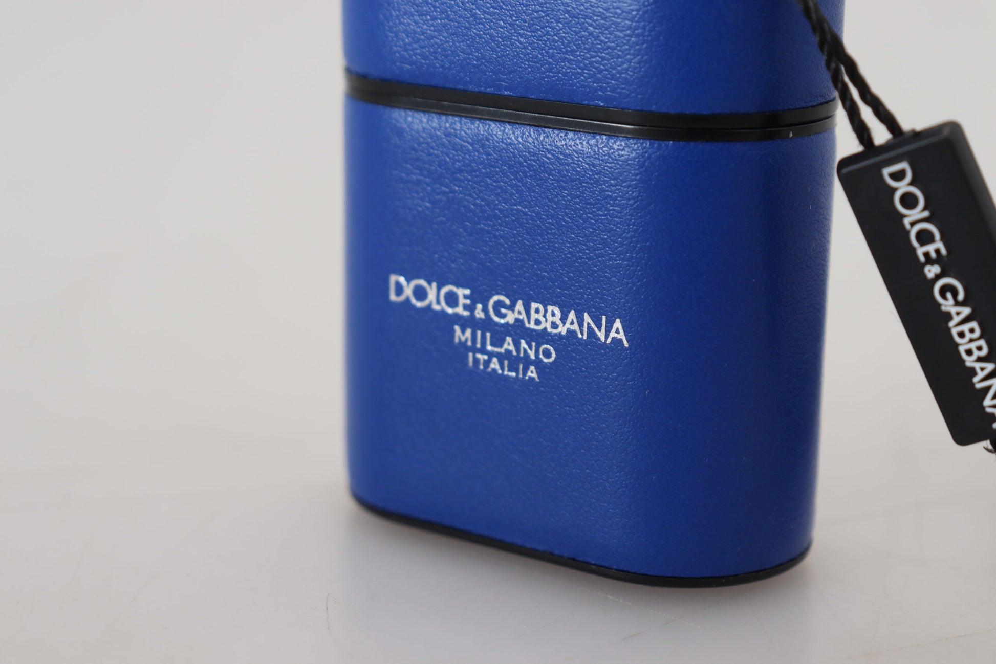 Dolce & Gabbana Blue Leather Silver Metal Logo Airpods Case - ClickThatClicks 