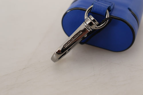 Dolce & Gabbana Blue Leather Silver Metal Logo Airpods Case - ClickThatClicks 