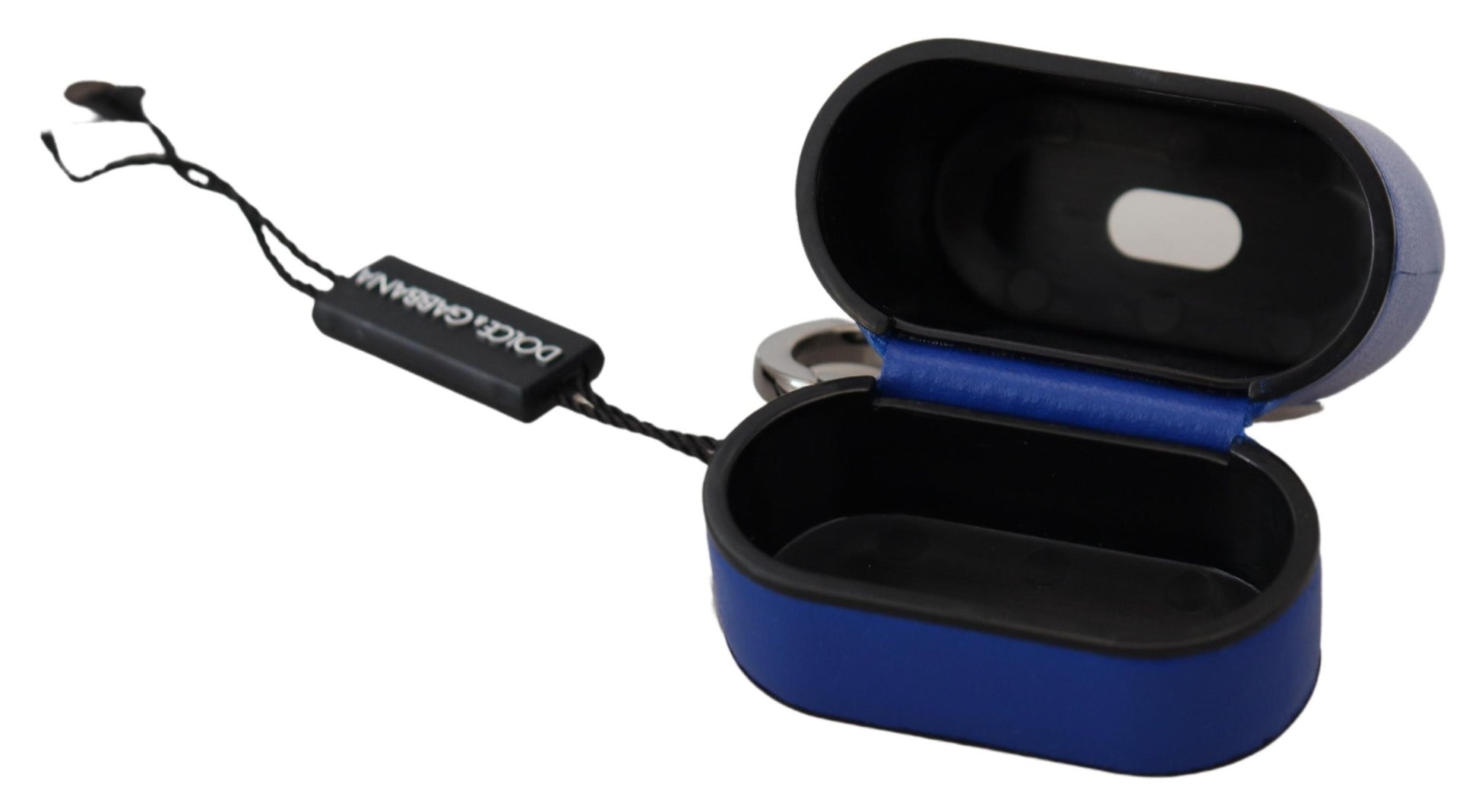 Dolce & Gabbana Blue Leather Silver Metal Logo Airpods Case - ClickThatClicks 