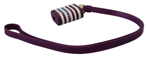 Dolce & Gabbana Purple Leather Strap Gold Metal Logo Airpods Case - ClickThatClicks 