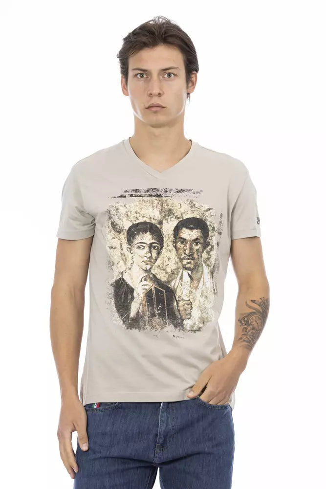 Trussardi Action Beige Cotton Men T-Shirt - ClickThatClicks 