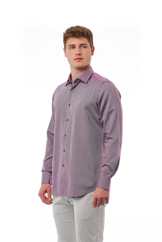 Bagutta Burgundy Cotton Men Shirt - ClickThatClicks 