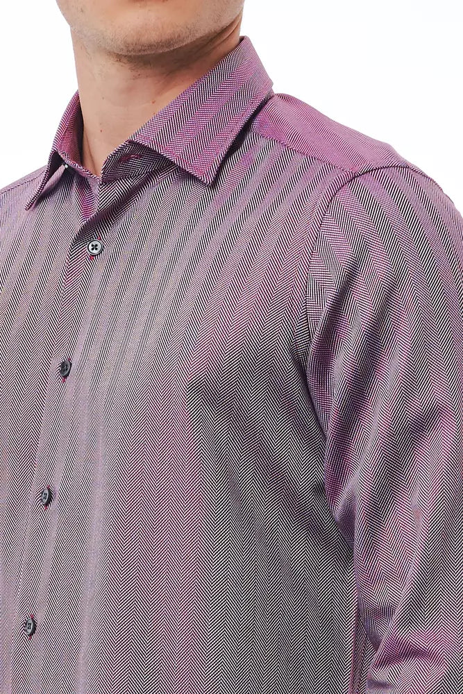Bagutta Burgundy Cotton Men Shirt - ClickThatClicks 