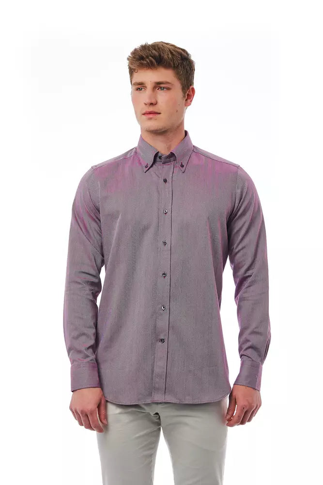 Bagutta Burgundy Cotton Men Shirt - ClickThatClicks 