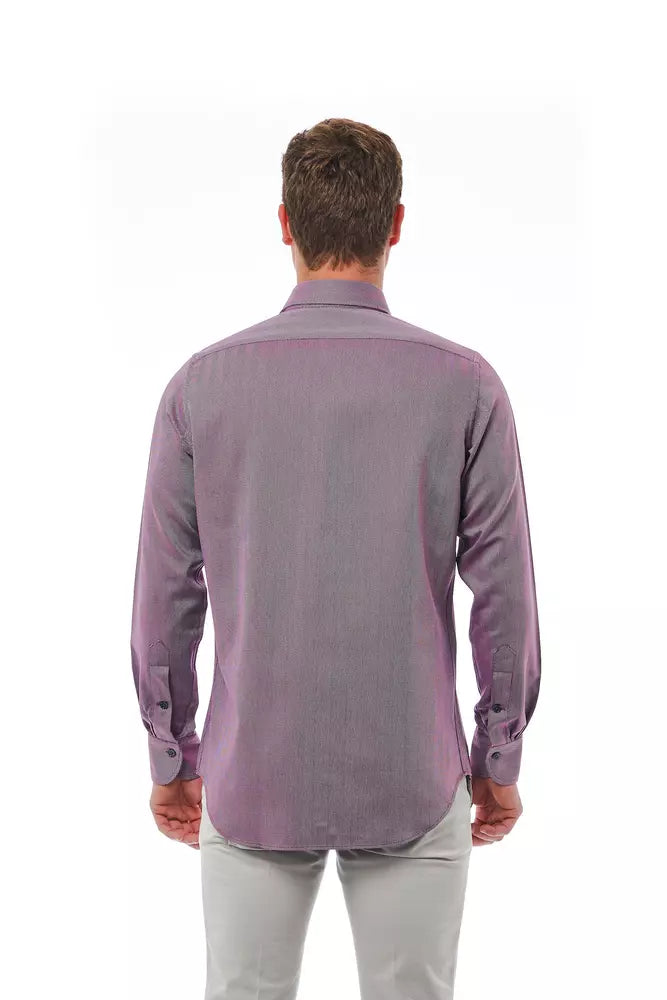 Bagutta Burgundy Cotton Men Shirt - ClickThatClicks 