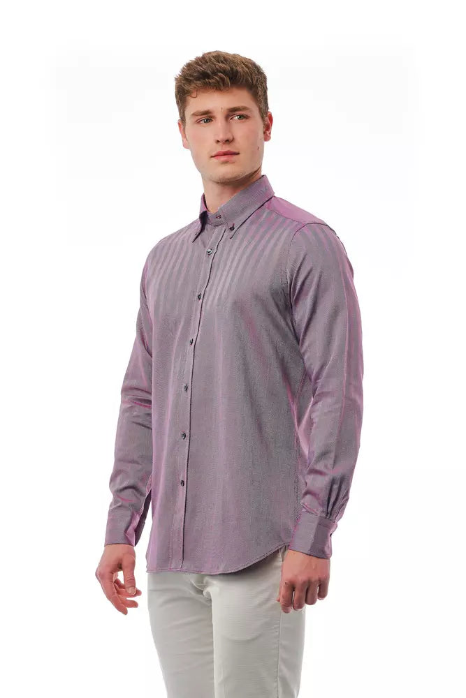 Bagutta Burgundy Cotton Men Shirt - ClickThatClicks 