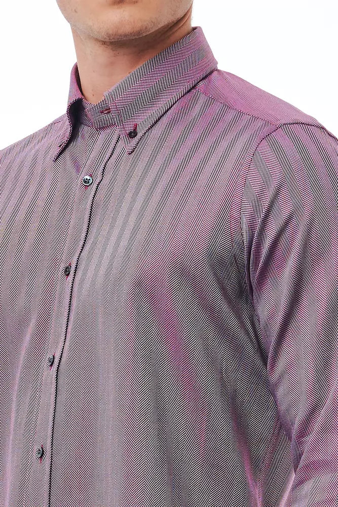 Bagutta Burgundy Cotton Men Shirt - ClickThatClicks 