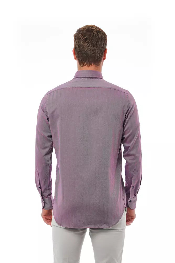 Bagutta Burgundy Cotton Men Shirt - ClickThatClicks 