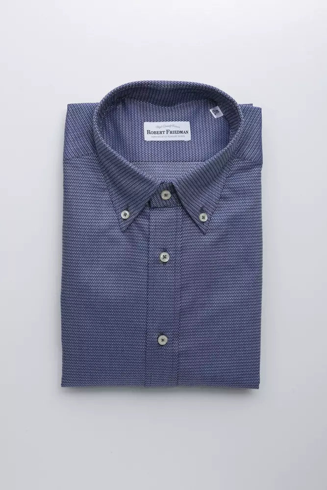 Robert Friedman Blue Cotton Men's Shirt - ClickThatClicks 