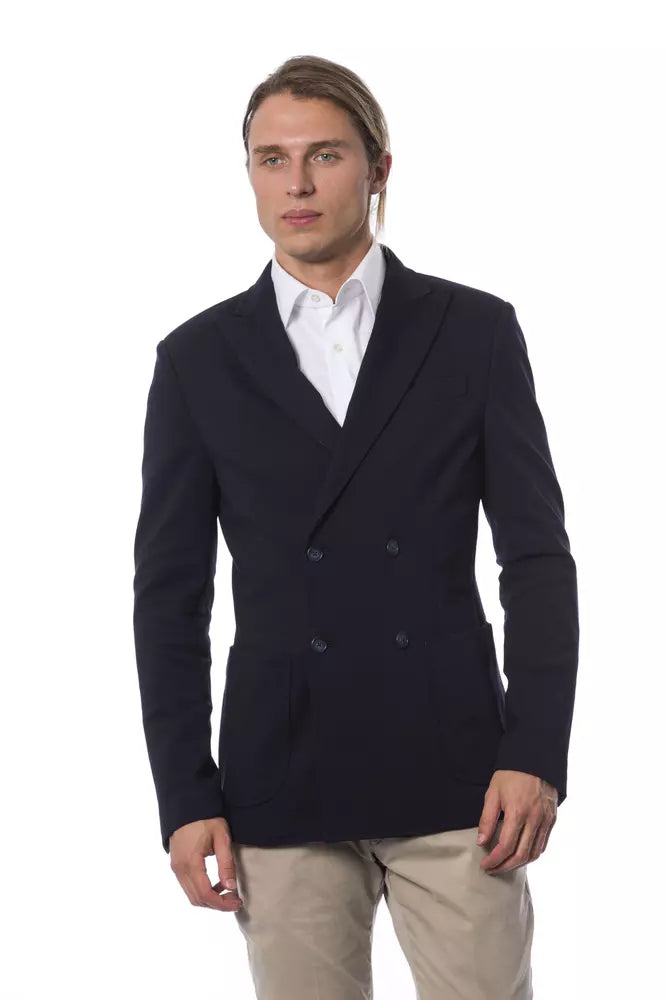 Verri Blue Viscose Men Blazer - ClickThatClicks 