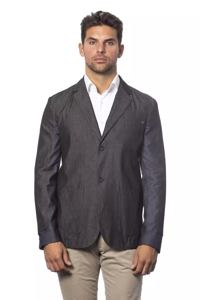 Verri Gray Cotton Men Single Breasted Blazer - ClickThatClicks 