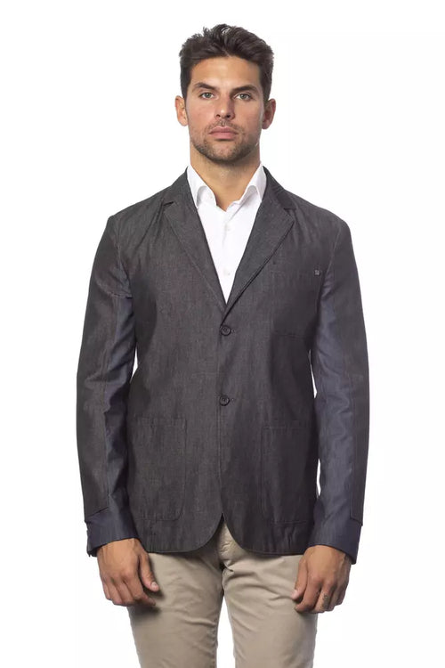 Verri Gray Cotton Men Single Breasted Blazer - ClickThatClicks 