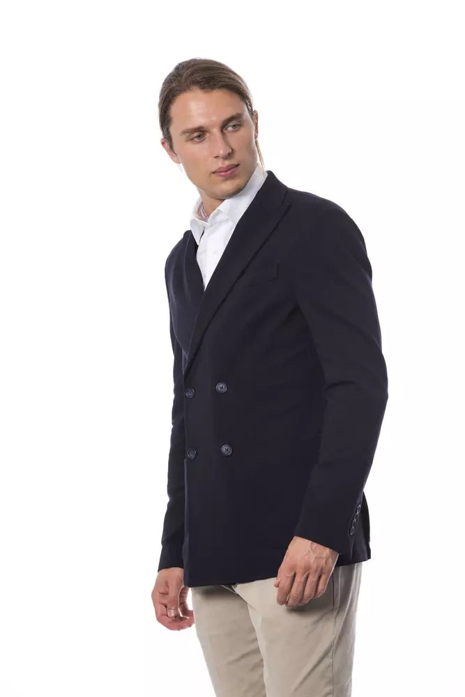 Verri Blue Viscose Men Blazer - ClickThatClicks 