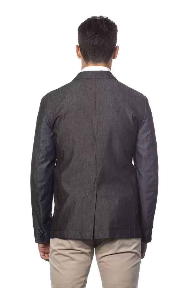 Verri Gray Cotton Men Single Breasted Blazer - ClickThatClicks 