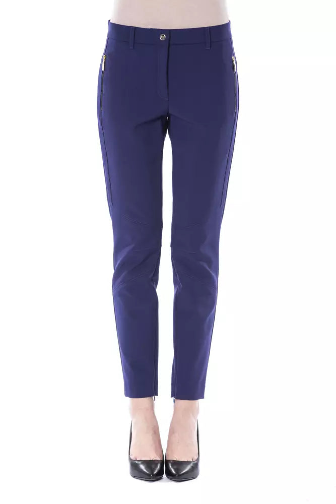BYBLOS Blue Polyester Women's Slim-Fit Pant - ClickThatClicks 