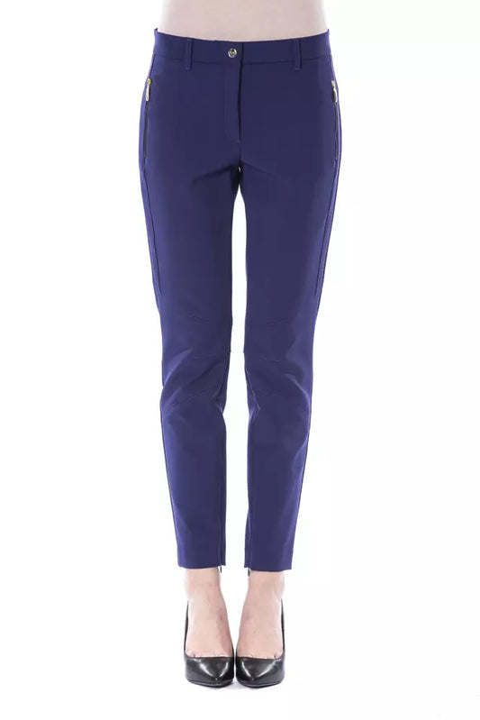 BYBLOS Blue Polyester Women's Slim-Fit Pant - ClickThatClicks 