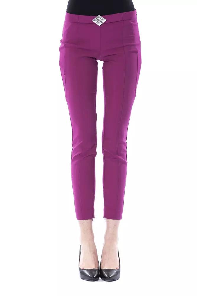 BYBLOS Purple Polyester Women Pants - ClickThatClicks 