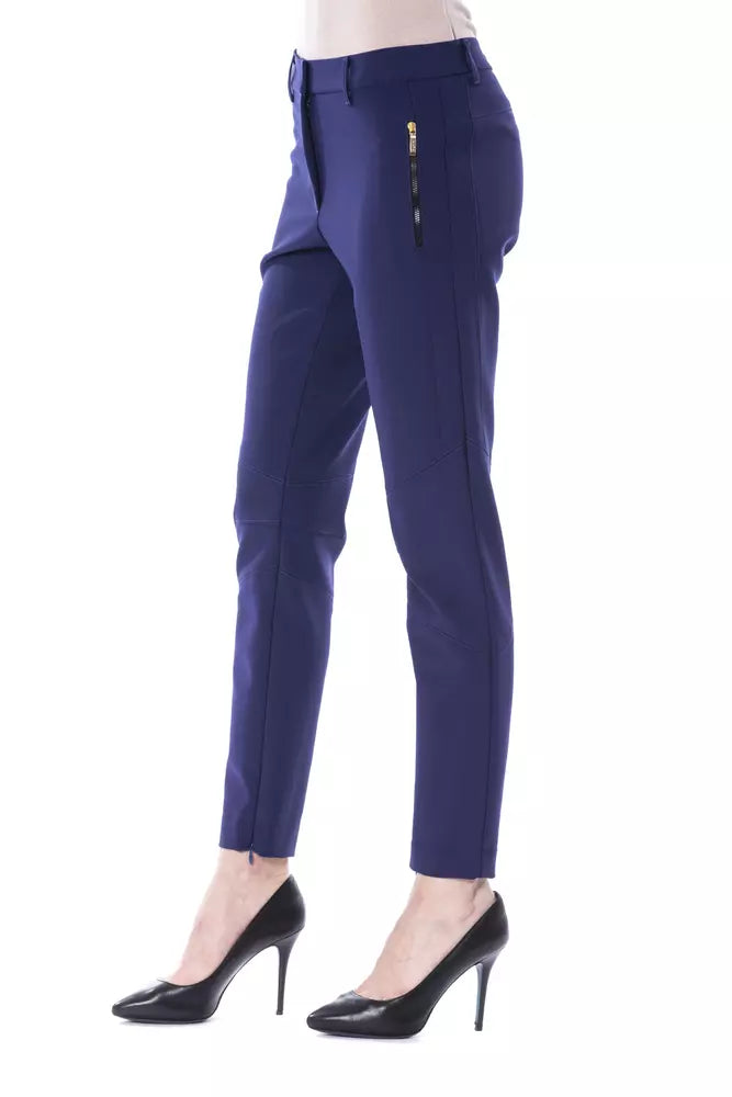 BYBLOS Blue Polyester Women's Slim-Fit Pant - ClickThatClicks 